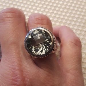 Green amethyst sterling silver statement ring